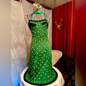 Jean Paul Gaultier | Dresses | Jean Paul Gaultier Adjustable Spaghetti  Strap Green Polka Dot Dress Small | Poshmark